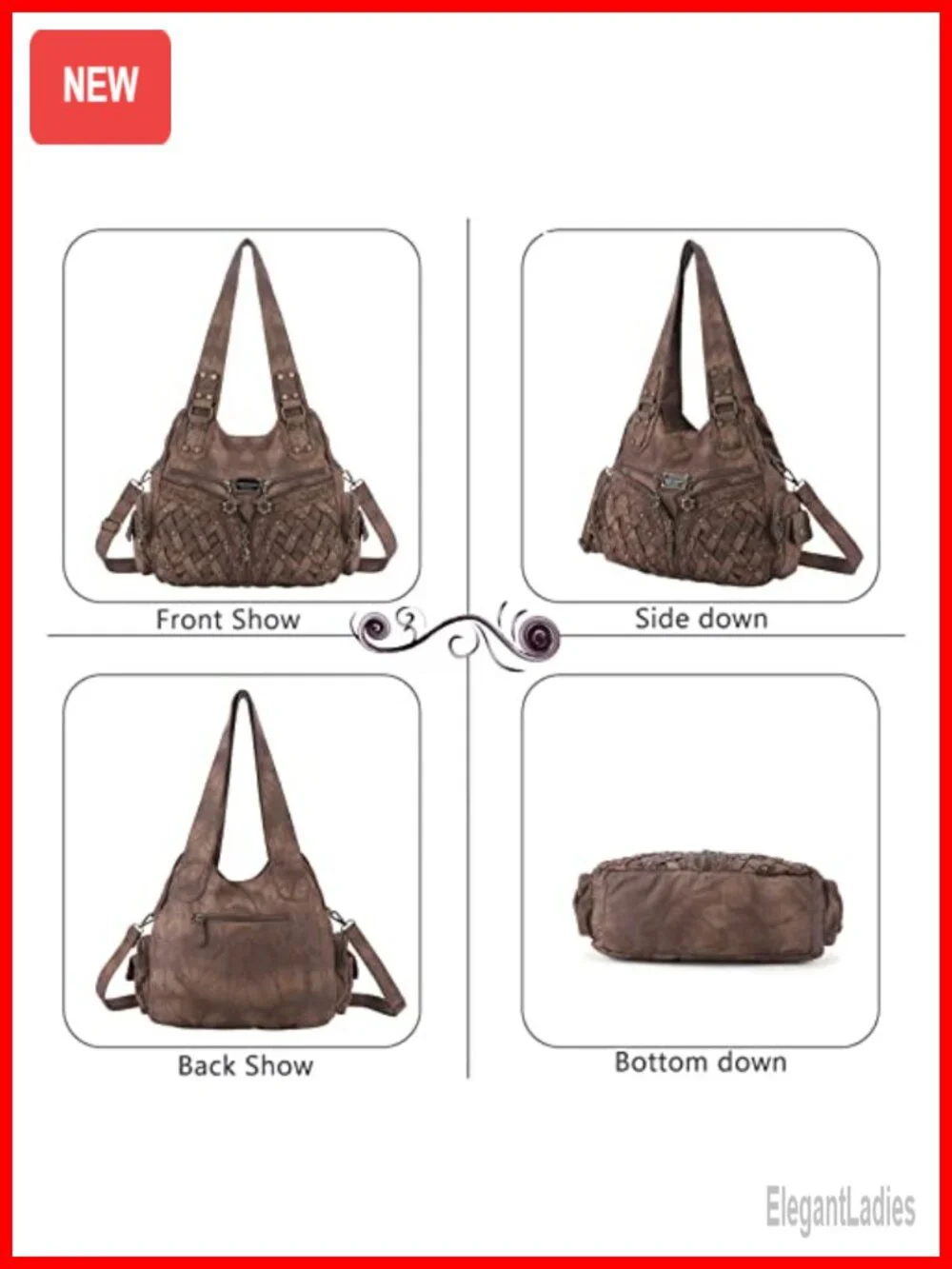 Large Hobo Shoulder Bag Faux Leather Crossbody Tote